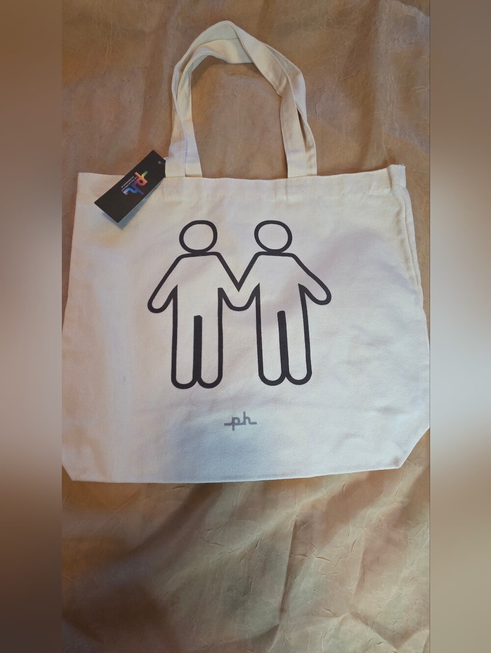 NWT ph by The Phluid Project M x M Canvas Tote Bag Cream 13.5"×15.5"